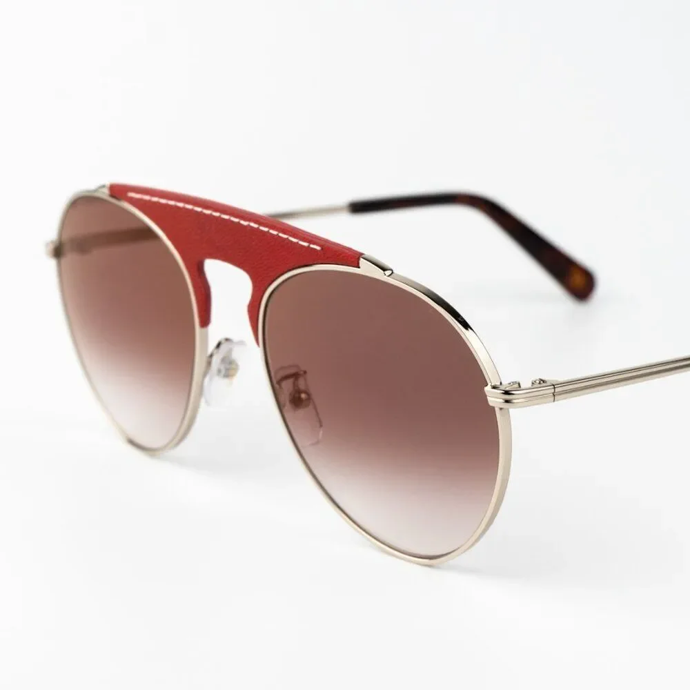 Loewe Women Sunglasses LW40005U 33G Red Leather Brown Gradient Pilot BRAND NEW